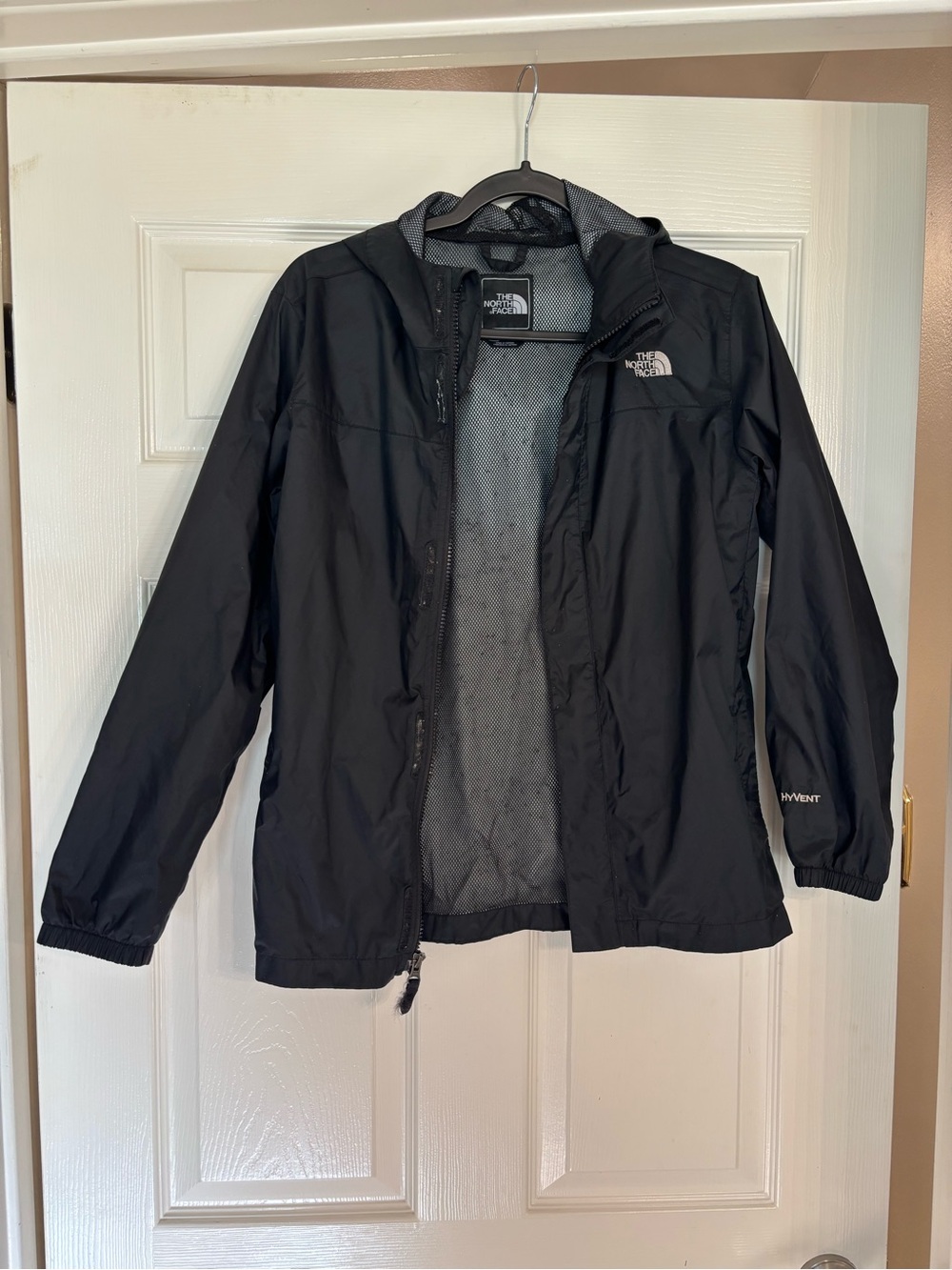 The North Face Boy’s Black HyVent Hooded Rain Jacket